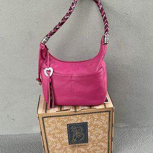COPY - Brighton Barbados Ziptop Leather Hobo Shoulder Handbag in bright Pink